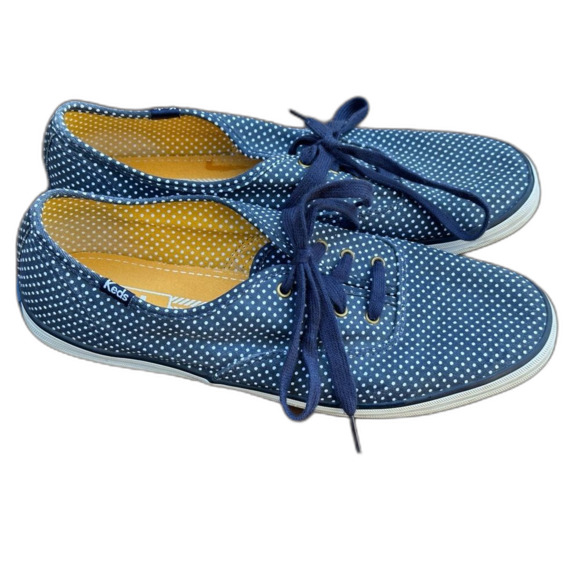 Keds Navy Blue Polka Dot Canvas Tennis Shoes Sneakers - Women’s 9.5 - Picture 4 of 7